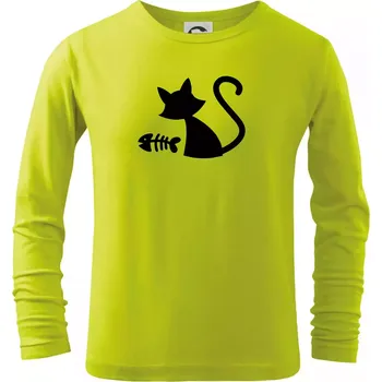 Dětská móda Ryba vs kočka - Triko dětské Long Sleeve - 158 cm/12 let ( Limetková )