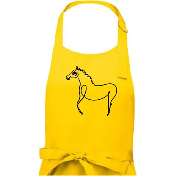 Kuchyňská zástěra Kůň kreslený - Dámská zástěra na vaření - Univerzální velikost ( Žlutá )