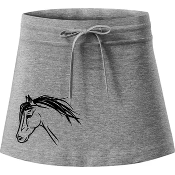 Dámská sukně Kůň - hlava celá - Sportovní sukně - two in one - XL ( Tmavě šedý melír )