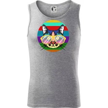 Kočka při barevném západu - Tílko pánské Core - 2XL ( Tmavě šedý melír )