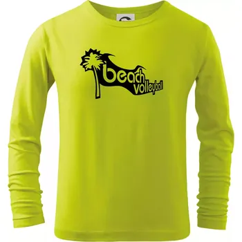 Chlapecké oblečení Beach volleyball obrys - Triko dětské Long Sleeve - 146 cm/10 let ( Limetková )