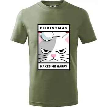 Chlapecké oblečení Christmas makes me happy - Tričko dětské bavlněné - 134 cm/8 let ( Khaki )