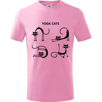 Kočičí jóga (Hana-creative) - Tričko dětské bavlněné - 158 cm/12 let ( Růžová )