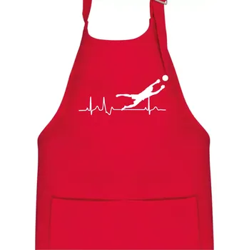 Kuchyňská zástěra Ekg fotbal brankář - Dětská zástěra na vaření - Univerzální velikost ( Červená )