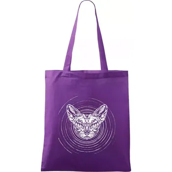 Nákupní taška Psycho kočka - Taška bavlněná - 42 x 38 cm ( Fialová )