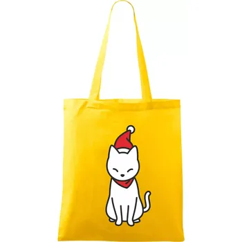 Vánoční kočka sedící - Taška bavlněná - 42 x 38 cm ( Žlutá )