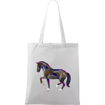 Nákupní taška Kůň geometrie barevný - Taška bavlněná - 42 x 38 cm ( Bílá )