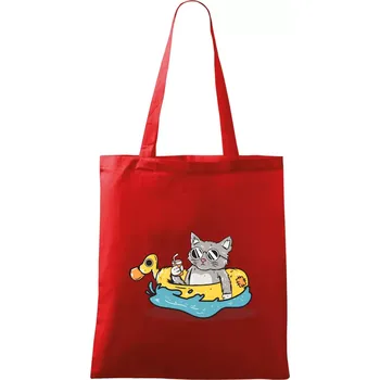 Nákupní taška Kočka v kruhu - Taška bavlněná - 42 x 38 cm ( Červená )