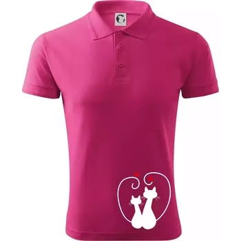 Pánská košile Kočky - Zamilovaný pár - Polokošile pánská Pique Polo 203 - 3XL ( Purpurová )