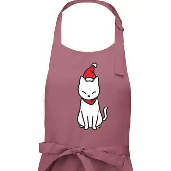Kuchyňská zástěra Vánoční kočka sedící - Dámská zástěra na vaření - Univerzální velikost ( Starorůžová )