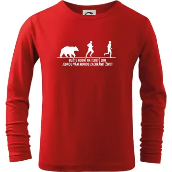 Chlapecké tričko Buďte hodní na tlusté lidi - Triko dětské Long Sleeve - 122 cm/6 let ( Červená )