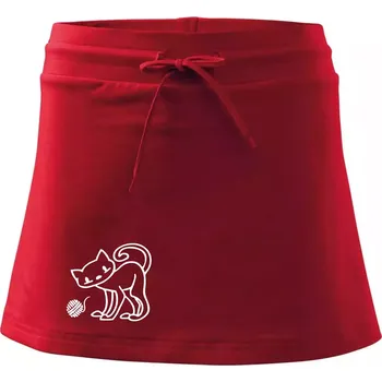 Dámská sukně Kočka - Klubíčko - prsa - Sportovní sukně - two in one - L ( Červená )
