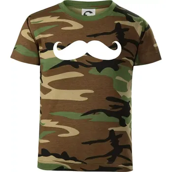 Chlapecké tričko Mustache - knírek - Dětské maskáčové triko - 146 cm/10 let ( Hnědý maskáč )