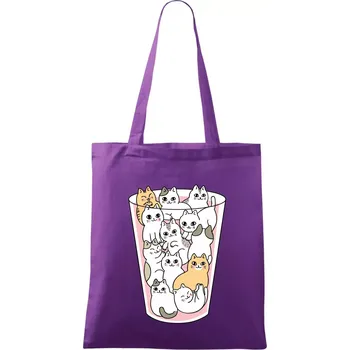 Kočky ve sklenici - Taška bavlněná - 42 x 38 cm ( Fialová )
