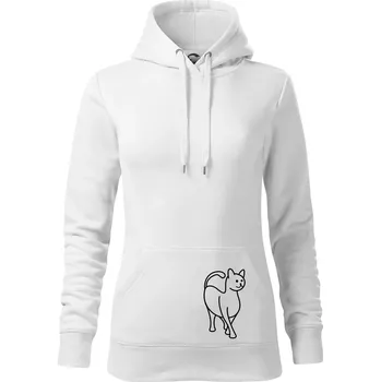 Dámská mikina Ladná kočka - Mikina dámská Cape s kapucí - XS ( Bílá )