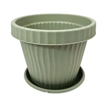 Květináč BAMA Set květináč a miska ONDA, 30 a 24cm, zelená