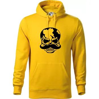 Pánská mikina Mustache lebka - Mikina pánská Cape s kapucí - 4XL ( Žlutá )