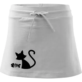 Dámská sukně Ryba vs kočka - Sportovní sukně - two in one - XS ( Bílá )
