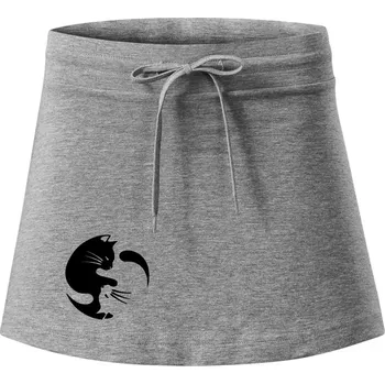 Dámská sukně Kočka - Jin jang - Sportovní sukně - two in one - XS ( Tmavě šedý melír )