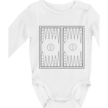 Backgammon černobílý - Body kojenecké s dlouhým rukávem - Dlouhý r. 3-6 měs ( Bílá )