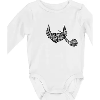 Kojenecký body Mustache fajfka - Body kojenecké s dlouhým rukávem - Dlouhý r. do 3 měs ( Bílá )