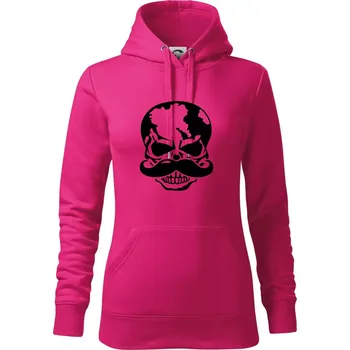 Dámská mikina Mustache lebka - Mikina dámská Cape s kapucí - XL ( Purpurová )
