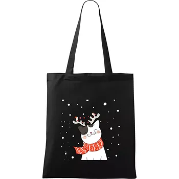 Nákupní taška Kočka se sobími rohy - Taška bavlněná - 42 x 38 cm ( Černá )