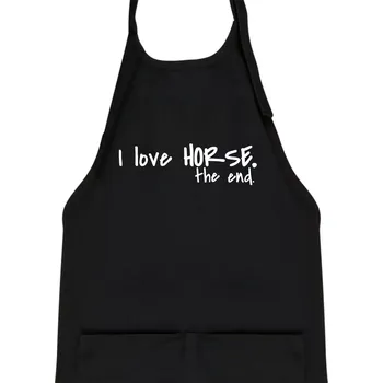 Kuchyňská zástěra I love horse the end. - Dětská zástěra na vaření - Univerzální velikost ( Černá )