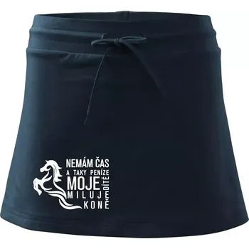 Dámské oblečení Nemám čas a taky peníze - Kůň - Sportovní sukně - two in one - S ( Námořní modrá (velmi tmavá - téměř černá) )