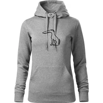 Dámská mikina Barzoj obrys černý (Moňas) - Mikina dámská Cape s kapucí - L ( Tmavě šedý melír )