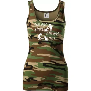 Dámské tričko Dogs have masters, cats have staff - Dámské Maskáčové tílko - XL ( Hnědý maskáč )