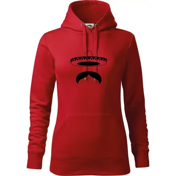 Dámská mikina Mexican Mustache - Mikina dámská Cape s kapucí - M ( Červená )