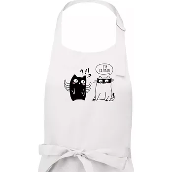 Kuchyňská zástěra Catman - Pánská zástěra na vaření - Univerzální velikost ( Bílá )
