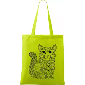 Kočka sedící mandala - Taška bavlněná - 42 x 38 cm ( Limetková )