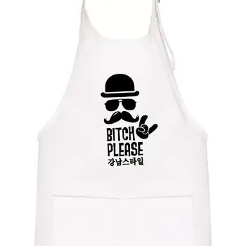 Kuchyňská zástěra Bitch please! Mustache - Dětská zástěra na vaření - Univerzální velikost ( Bílá )