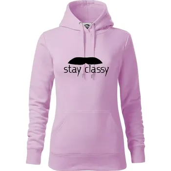 Dámská mikina Stay Classy - mustache - Mikina dámská Cape s kapucí - XS ( Orchid )