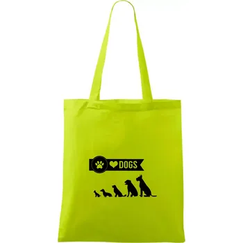I love dogs - tlapka - Taška bavlněná - 42 x 38 cm ( Limetková )