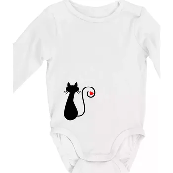 Kojenecký body Zamilovaná kočka ocásek - Body kojenecké s dlouhým rukávem - Dlouhý r. do 3 měs ( Bílá )