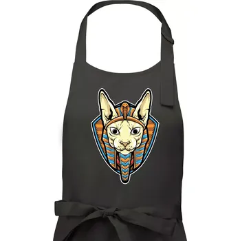 Kuchyňská zástěra Egyptská kočka - Dámská zástěra na vaření - Univerzální velikost ( Tmavá břidlice (šedá se zeleným nádechem) )