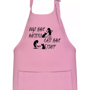 Kuchyňská zástěra Dogs have masters, cats have staff - Dětská zástěra na vaření - Univerzální velikost ( Růžová )