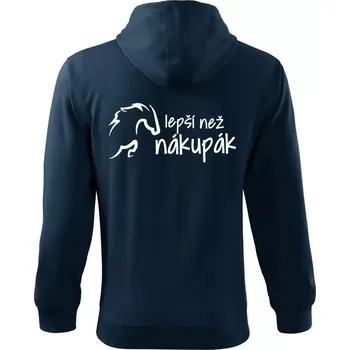 Pánská mikina Lepší než nákupák - Mikina s kapucí na zip trendy zipper - XL ( Námořní modrá (velmi tmavá - téměř černá) )