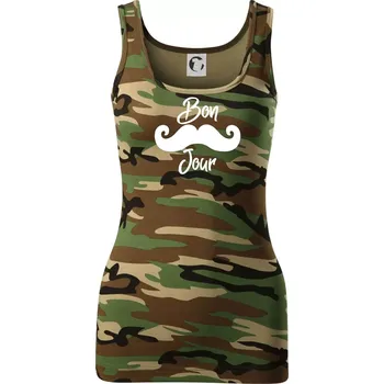 Mustache Bon Jour - Dámské Maskáčové tílko - L ( Hnědý maskáč )