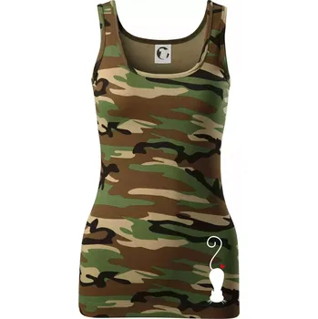 Dámské tričko Zamilovaná kočka ležící - Dámské Maskáčové tílko - M ( Hnědý maskáč )