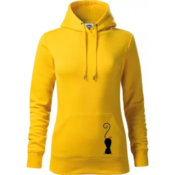 Dámská mikina Zamilovaná kočka ležící - Mikina dámská Cape s kapucí - L ( Žlutá )
