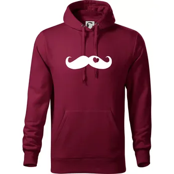 Pánská mikina Mustache love - Mikina pánská Cape s kapucí - 5XL ( Garnet )