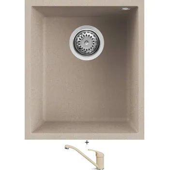 Granitový dřez Dřez pod desku SET Elleci QUADRA 100 UM G51 avena + Elleci MINERVA G51 avena