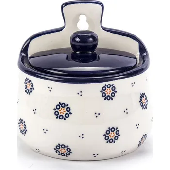 Dóza na potraviny Tadar Folklor závěsná solnička s víkem 440 ml bílá/modrá