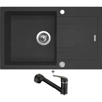 Kuchyňský dřez Granitový dřez SET Sinks LINEA 780 XC granblack + Laveo DAGA BLG 769D černá