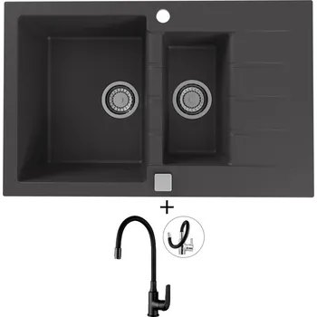 Granitový dřez Granitový dřez SET Alveus CADIT 70 black 91 + Kuchinox ELZA BKE B61D černá matná