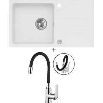 Granitový dřez Granitový dřez SET Alveus GALAPAGOS 30 white 11 + Kuchinox ELZA BKE 761 chrom/černá
